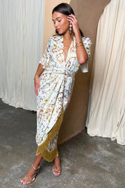 Ivory Snake Ceryes Dress with Gold foil