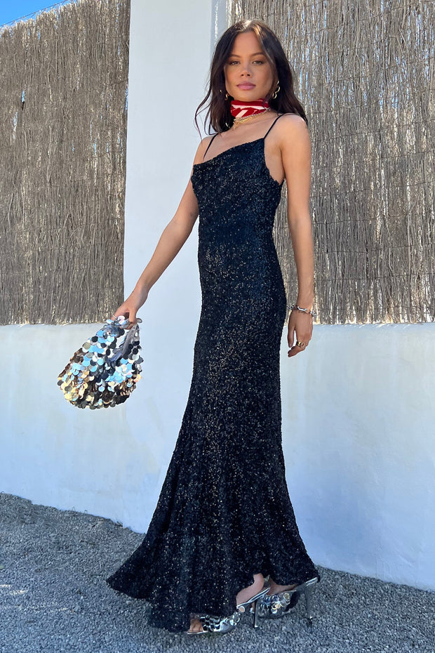 Black Sequin Mya Dress