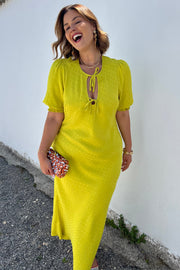 Lime Jacquard Short Sleeve Andie Dress