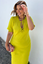 Lime Jacquard Short Sleeve Andie Dress
