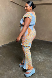 Geo Patchwork Plisse Trousers