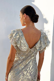 Silver Jacquard Tilda Maxi Dress