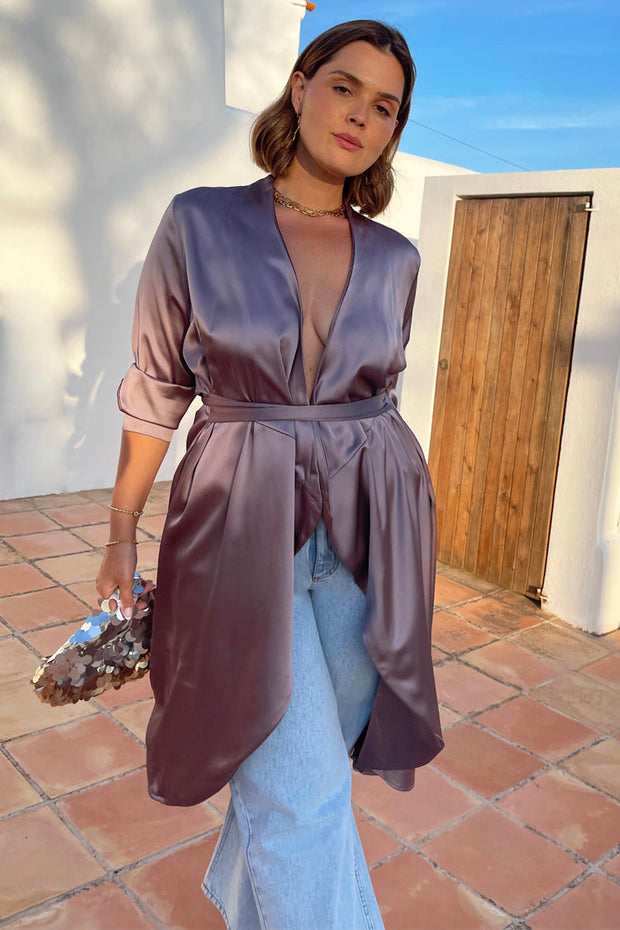 Mink Long Sleeve Wrap Dress