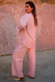 Pink Stripe Elissa Wide Leg Trousers