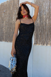 Black Sequin Mya Dress