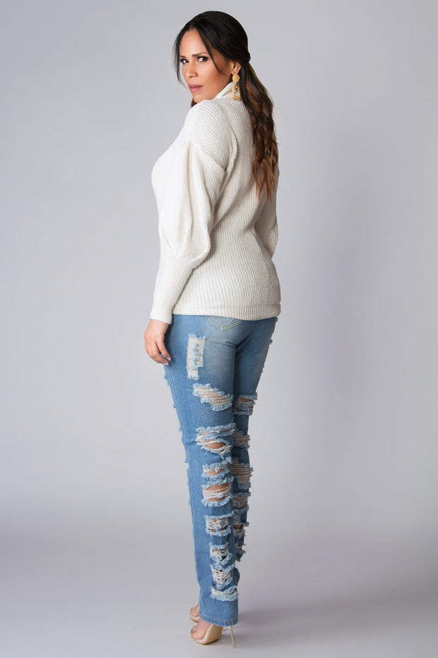 Jimena Puff Long Sleeves Chic Turtle Neck Sweater - MY SEXY STYLES