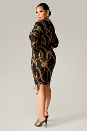 Laney Chain Print Off Shoulders Dress - MY SEXY STYLES