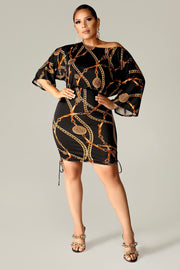 Laney Chain Print Off Shoulders Dress - MY SEXY STYLES