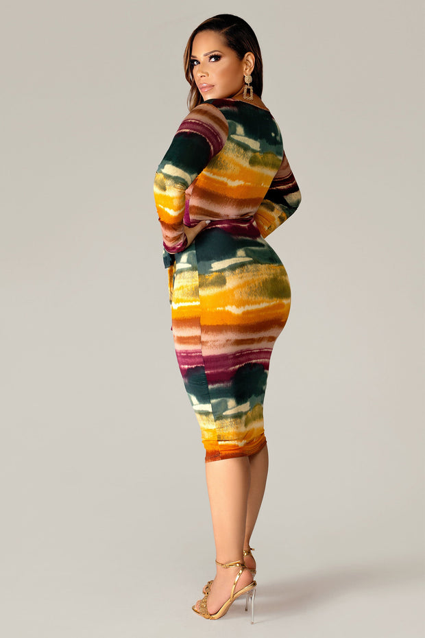 Layne Multicolor Midi Dress - MY SEXY STYLES