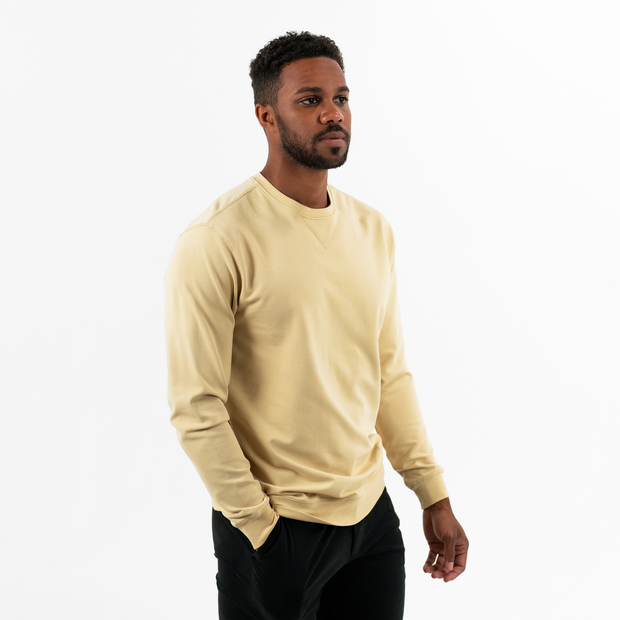 Loft Crewneck Khaki side on model