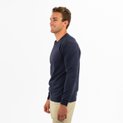 Loft Crewneck Navy side on model