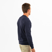 Loft Crewneck Navy back on model