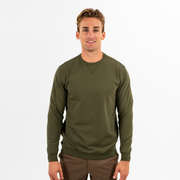 Loft Crewneck Dark Olive front on model