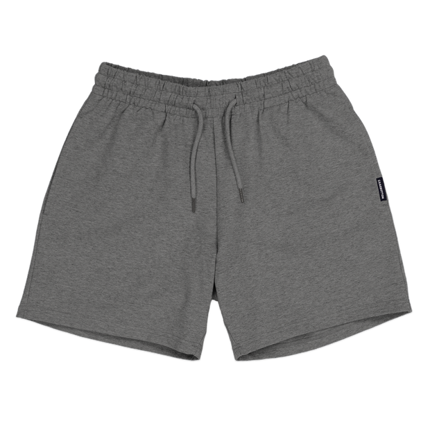 Loft Short 5.5" Charcoal front with elastic waistband, fabric drawstring with metal tips, and two inseam pockets