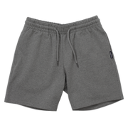 Loft Short 7" Charcoal front with elastic waistband, fabric drawstring with metal tips, and two inseam pockets