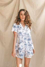 Maggie Pajama Set - Summer Toile - Aegean Blue