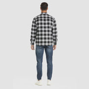 Men's Flannel Shirt Jacket Long Sleeve Quilted Lined Plaid Coat Button Down Thick Outwear for Winter