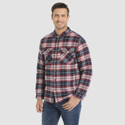 Men's Flannel Shirt Jacket Long Sleeve Quilted Lined Plaid Coat Button Down Thick Outwear for Winter
