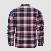 Men's Flannel Shirt Jacket Long Sleeve Quilted Lined Plaid Coat Button Down Thick Outwear for Winter