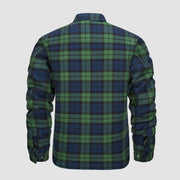 Men's Flannel Shirt Jacket Long Sleeve Quilted Lined Plaid Coat Button Down Thick Outwear for Winter