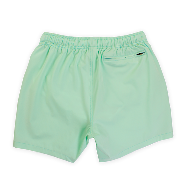 Stretch Swim 5.5" in Mint back with elastic waistband and back right zippered pocket