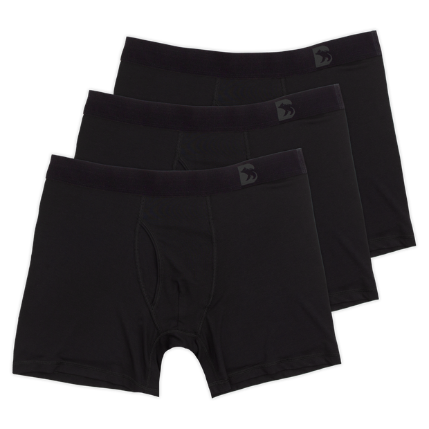 Modal Boxer Brief 3 Pack in Black with elastic waistband with Bearbottom B logo and functional fly
