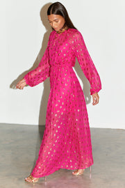 Pink Jacquard Dress