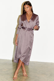 Mink Long Sleeve Wrap Dress