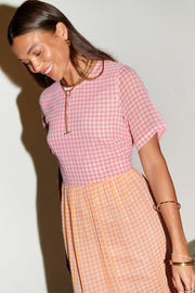 Pink Clash Check Dress