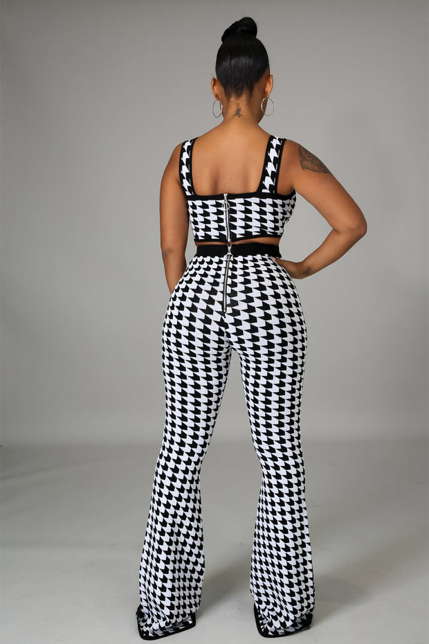 Nadia Black and White Pattern Print Top and Pants Set - MY SEXY STYLES