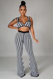 Nadia Black and White Pattern Print Top and Pants Set - MY SEXY STYLES