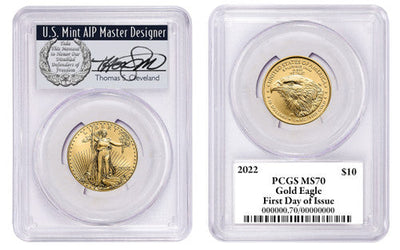 2022 $10 Gold Eagle MS70 PCGS FDOI T Cleveland Wreath