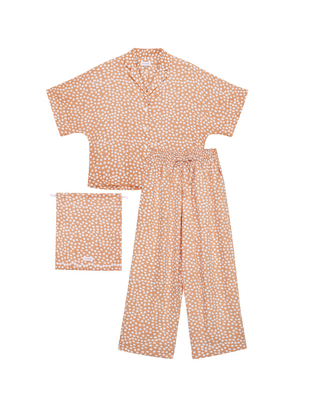 Marnie Sleep Set - Lounge Pant - Reverse Dot Terracotta