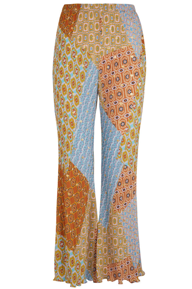Geo Patchwork Plisse Trousers