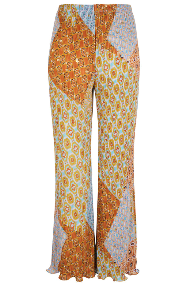 Geo Patchwork Plisse Trousers