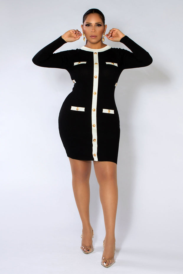 Patty Black White Long Sleeves Dress - MY SEXY STYLES