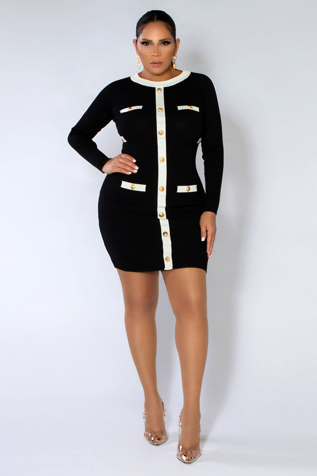 Patty Black White Long Sleeves Dress - MY SEXY STYLES