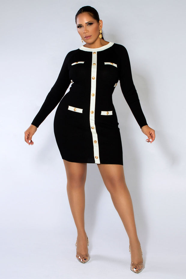 Patty Black White Long Sleeves Dress - MY SEXY STYLES