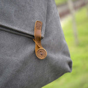 Women Canvas Leather Crossbody Bag, 12.99"(L)x15.35"(H) x 3.54"(W) (Gray/Blue/Khaki) - Buykud