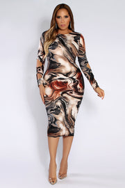 Raya Abstract Print Midi Dress - MY SEXY STYLES