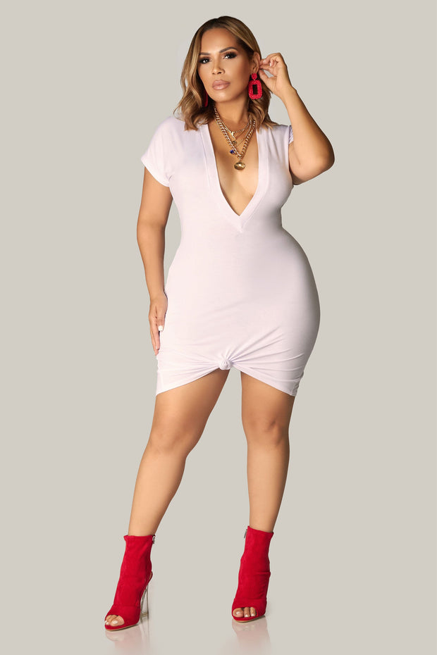 Rinley Deep Plunging Tee Sexy Dress - MY SEXY STYLES