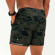 Run Short 5.5" Camo Green on Model Back