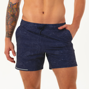 Run Short 5.5" Topography Navy on Model Front