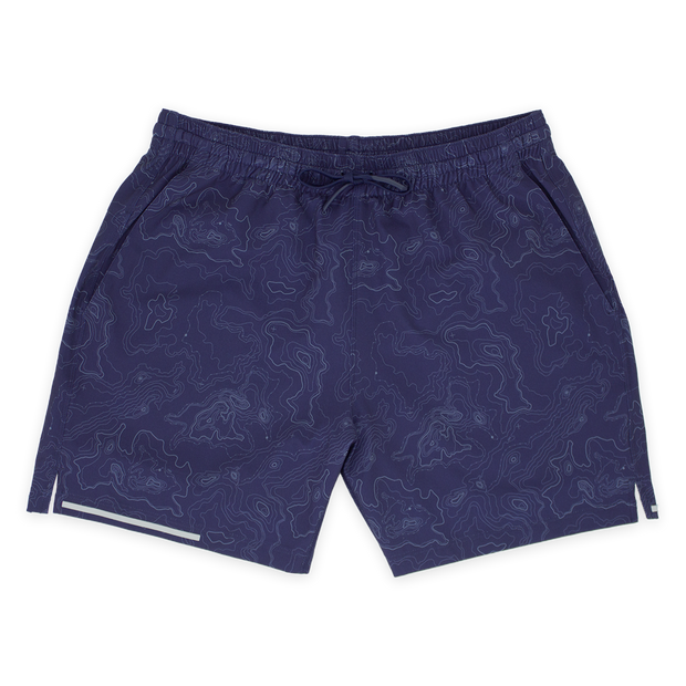Run Short 5.5" Topography Navy Front