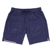 Run Short 7" Topography Navy Front