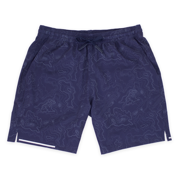 Run Short 7" Topography Navy Front