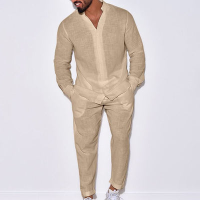GloMode | Casual chic cotton linen sports suit