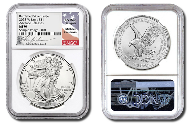 2023-W $1 Burnished Silver Eagle NGC MS70 Advanced Releases Michael Gaudioso