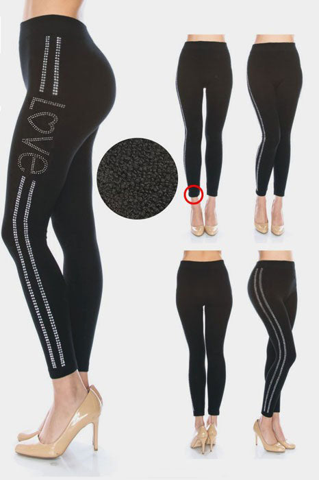 Side Crystal Pave Stripe "LOVE" Detail Leggings (PLUS ONLY) - MY SEXY STYLES