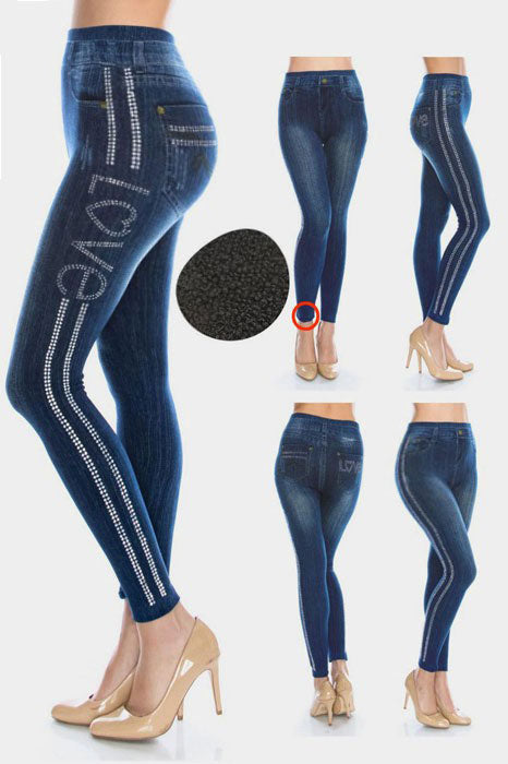 Side Crystal Pave Stripe "LOVE" Detail Leggings (PLUS ONLY) - MY SEXY STYLES
